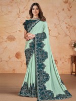 Aqua Georgette Silk Saree